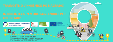 "Trajnostno v knjižnico po nagrado!", plakat